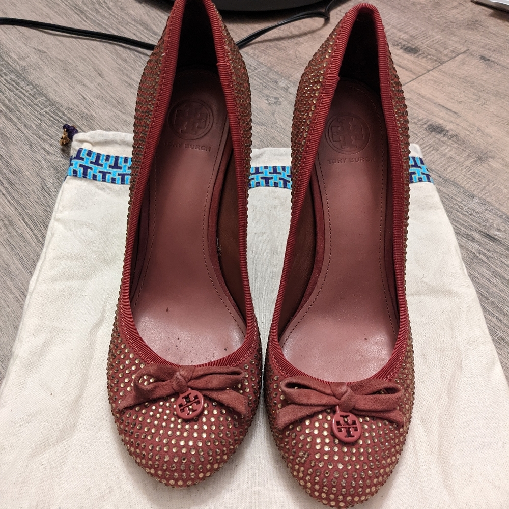 Tory Burch Dusty Rose Suede Heels
